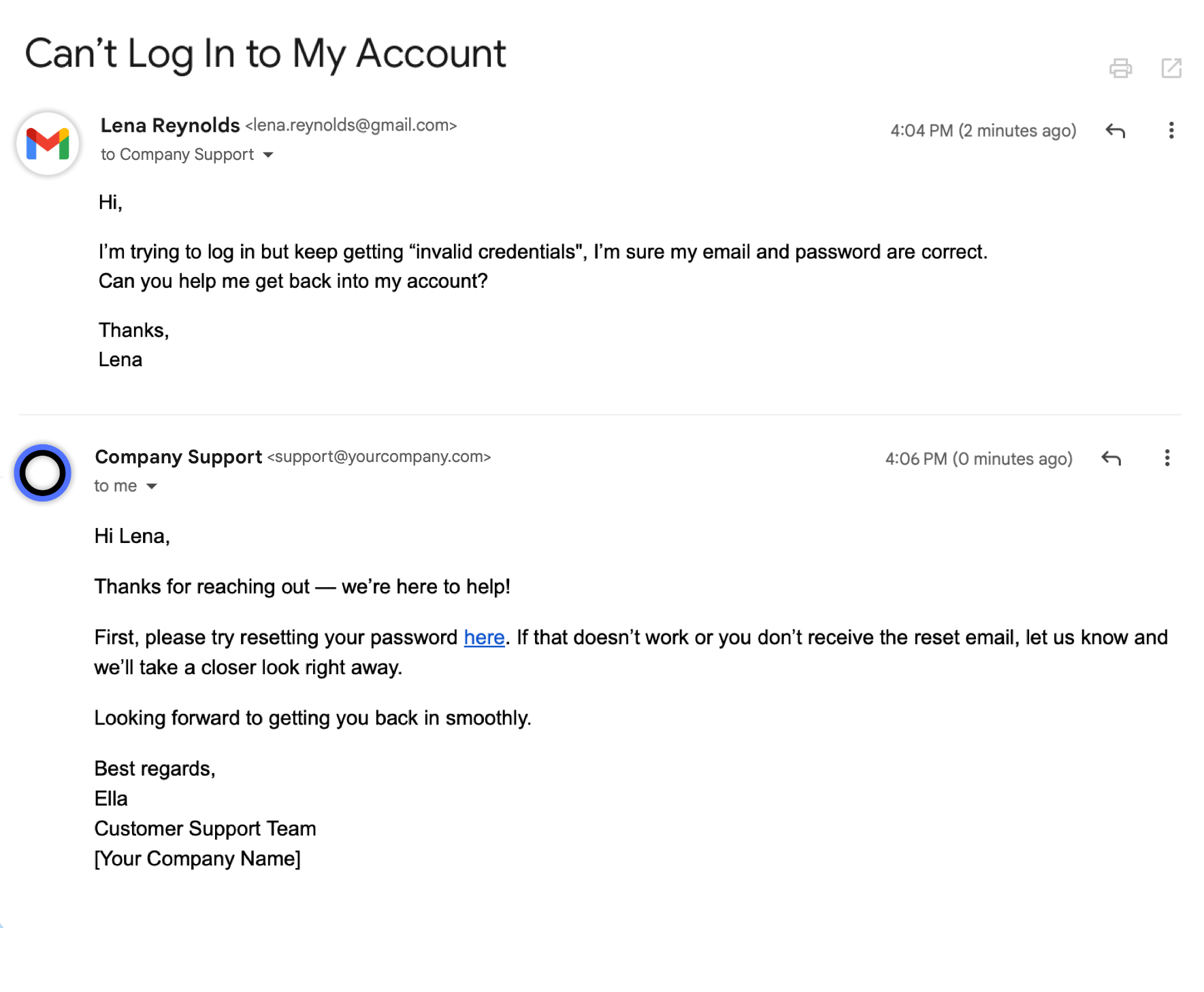AI email assistant providing customer support